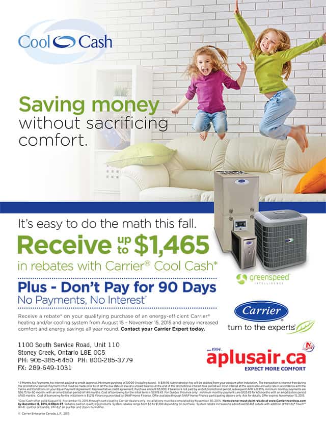 Carrier Cool Cash Rebates Up To 1,450 APlus Air